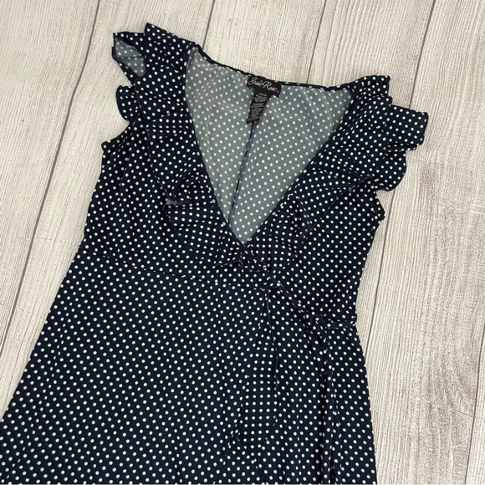 SUSIE ROSE Women’s Polka Dot Wrap Dress Navy & White Size Large (11-13) - Picture 4 of 7